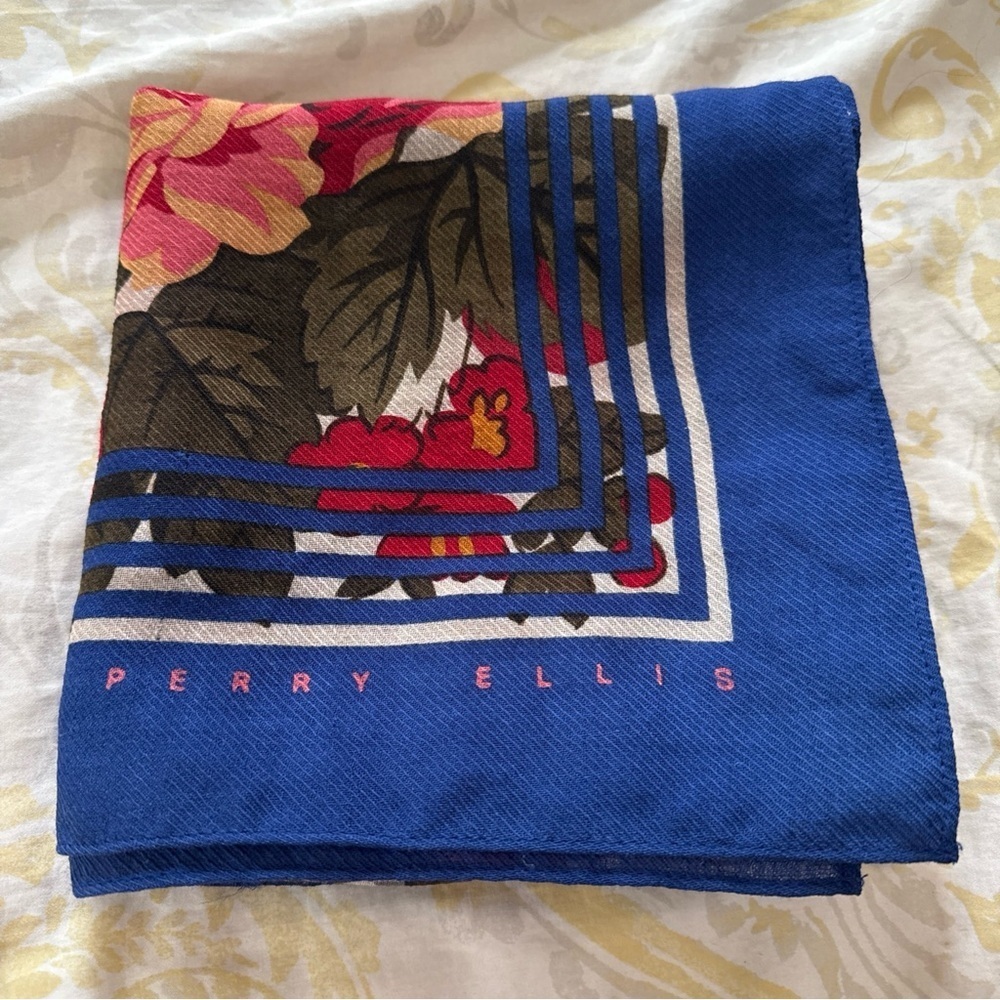 Perry Ellis Blue Floral Scarf